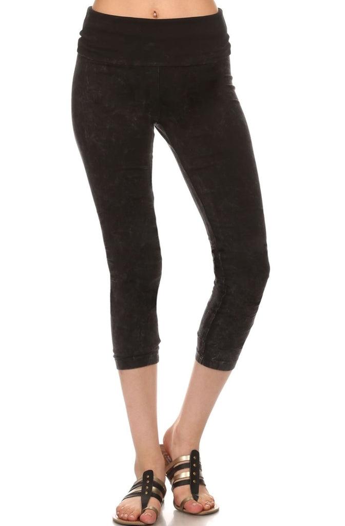 NWT Chatoyant Mineral Washed Black Cropped Stretch Pants Leggings