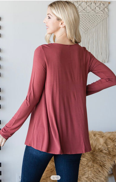 Burgundy Cage Neck Fall Top