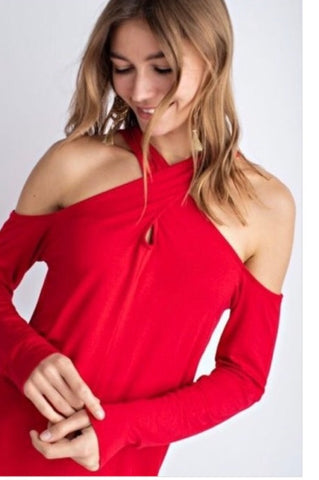 Rayon Cross Strap Sexy Red Valentine Top - Linda's Fab Fashions
