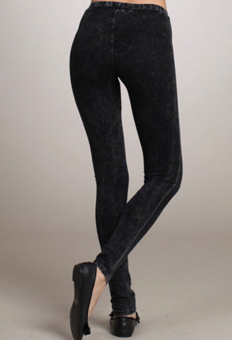 Chatoyant Mineral Washed Black Leggings Great Quality Slimming S M L - Linda's Fab Fashions