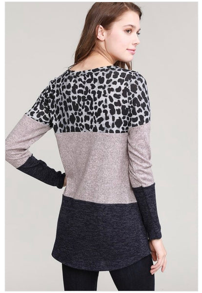 Plus Size Pink Sand Leopard Knotted Top - Linda's Fab Fashions
